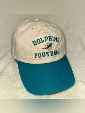 Miami Dolphins Hat 47 Brand Cream Teal Adjustable Strapback NFL Football Logo